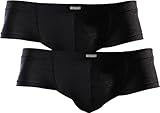 IKINGSKY Men's Cheeky Thong Underwear Sexy Mini Cheek Boxer Briefs (Medium, Black-2 Pack)