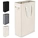 Virklyee Cesto per Biancheria Stretto Sottile,Cesto della Biancheria con Manici,Portabiancheria lavanderia,con copertura in rete con coulisse, Salvaspazio,39x19x61CM,45L (Beige) immagine