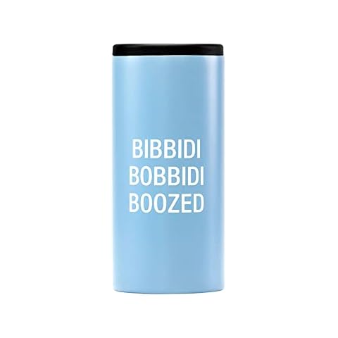 About Face Designs Bar + Drinkware Stainless Steel Vacuum Insulated Slim Can Cooler, 5.75" Tall, Bibbidi Cover