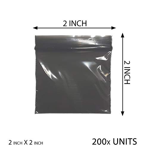 Pack of 200-2 x 2in Black Grip Seal Bags Zip Lock Bags Resealable Plastic Bags Baggies