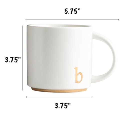 image for COLLECTIVE HOME - Monogram Ceramic Mugs, 15 oz Golden Initial Coffee C