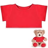 RoundFunny Bear Tee Shirt Fit Most Bear Clothes Stuffed Animal Clothes Shirt Basic Stuffed Bears Dolls Shirt (14-18inch,Red)
