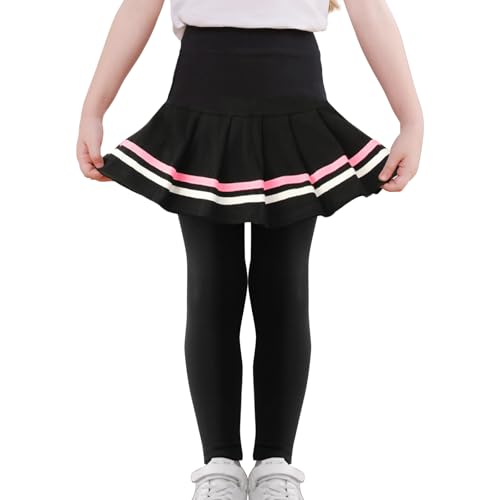 TXJ Sports Girls Leggings with Skirt, Footless Skirt Pants Cotton Ruffle Tutu Pants for Kids 2-9 Years