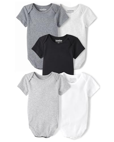 The Children's Place,Unisex Baby,and Newborn Short Sleeve Bodysuits, Multipack,Grey Scale 5-Pack,18 Months,24 Months - image 1