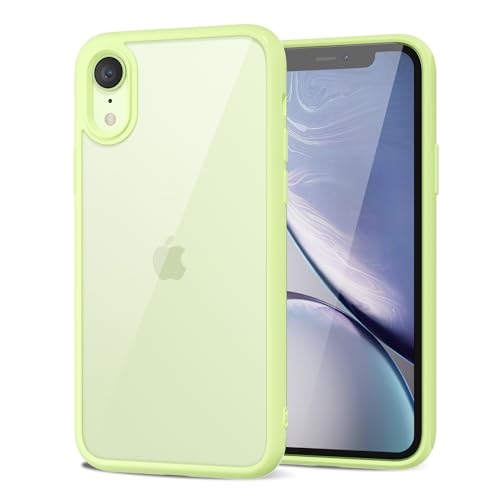 LoeoeL for iPhone XR Case Clear, Transparent Hybrid XR Phone Case [Hard Plastic & Soft Silicone Bumper] Acrylic Non Yellowing Thin Slim Protective Cover for Women, Mint Green