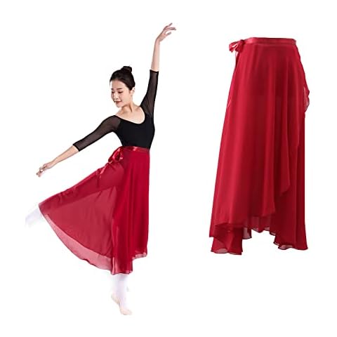 AWOCAN Women Ballet Wrap Skirt in Red Cover