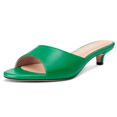 Image of TNYNFBEB Womens Low Kitten Heel Open Toe Sandals Mules Shoes Slingback Prom Party Dress Summer 1.4 Inches Heels