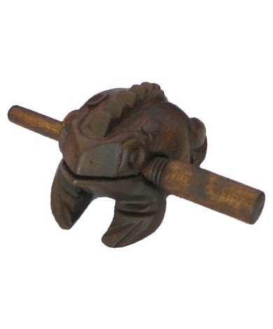 Handmade Medium Dark Brown 3" Wooden Musical Croaking Frog Rasps - Wood Bullfrog - (FRG-D3)