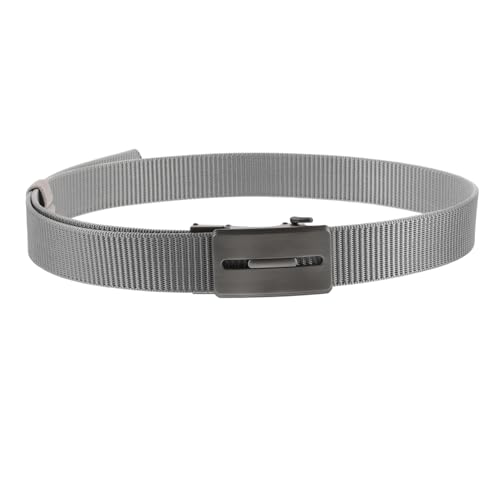 Men's Adjustable Reversible Nylon Belt with Automatic Buckle No Holes Design for Casual and Formal Wear for Golf Hiking and Jeans Grey Color