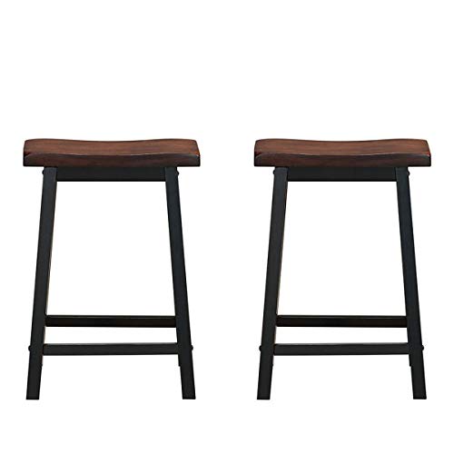 Costwaysaddlestoolssetof224inchheightvintagecounterheightchairswithsolidwoodlegsmodernbacklessdesignindoorbarstoolsforkitchendiningpubandbistrobrown  Urban Country Home Decor Costway saddle stools set of 2 24 inch height vintage counter height chairs with solid wood legs modern backless design indoor bar stools for kitchen dining pub and bistro brown  urban country home decor