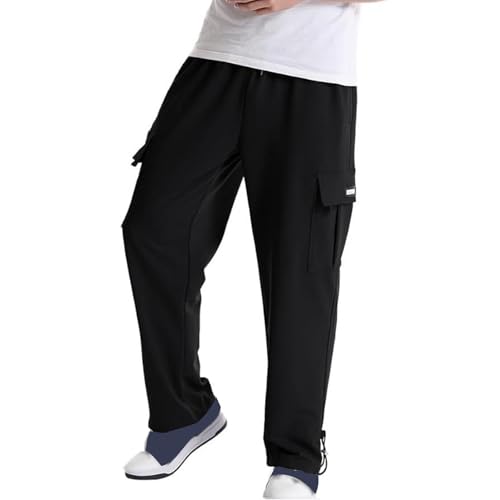 Cargo Pants for Men Casual Loose Hiking Sweatpants Solid Color Drawstring Waist Sweatpant Outdoor Camping Track Pants2