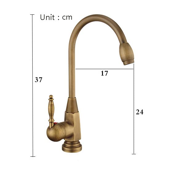 Robinet compatible avec évier de cuisine 1 trou mitigeur rétro laiton - 3