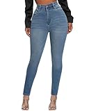 Purple Pocket Women's Stretchy Skinny Jeans High Waisted Shaping Soft Modern Slim Jean Pants with Pockets Royal Blue M