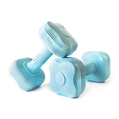 ARIBEC Par de Mancuernas Antideslizantes 1kg - 1,5kg - 2kg - 3kg con Guia Ejercicios, Diseño Innovador - Juego de Pesas y Mancuernas Ergonomicas para Ejercicio en Casa - Gimnasio en Casa (Azul, 3kg)
