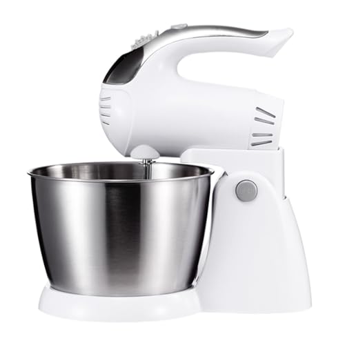 Batidora de pie para repostería con bol de 3 L, gancho para amasar, varillas, pies antideslizantes, 5 velocidades - Batidora eléctrica para pasteles, huevos y nata - Negra