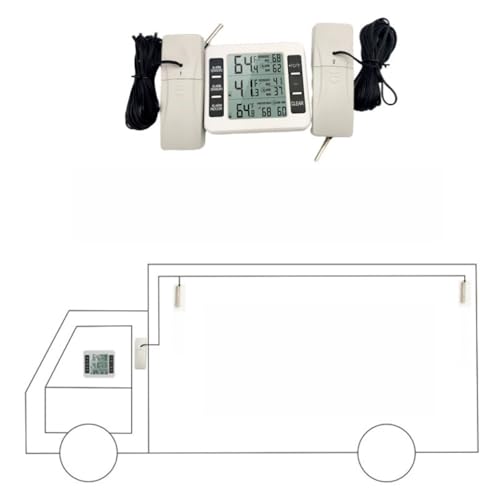 LKDAワイヤレス温度計、冷凍庫用冷蔵庫の温度計温度記録温度モニター (1対2タイプ(5mケーブル付き))