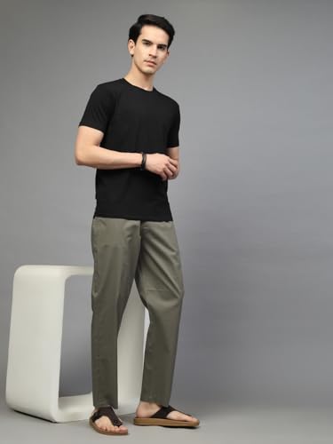 Image of Majestic Man Comfort Fit Solid Cotton Casual Lounge Pyjama with Elastic Waist, Drawstring & Zip Closure