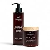 A La Maison Amber Starter Kit - Shower Oil + Body Scrub Fresh Mint & Verveine – Gently Exfoliates & Softens Skin – French Formula, Plant-Based