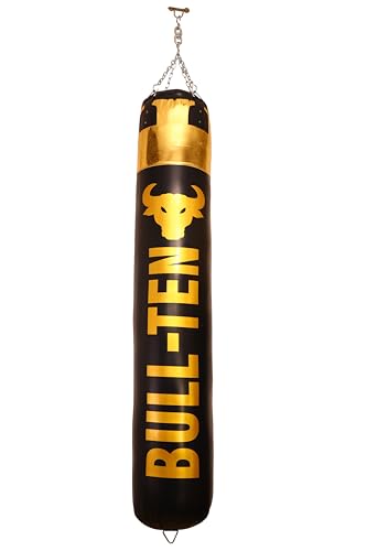 Image of Heavy Duty Filled Punch Bag with Stainless Steel Hanging Chain | Vinyl Material | Boxing MMA | Muay Thai | Taekwondo Kickboxing Fitness & Exercise Training (Gold, 180 CM *35 CM 55KG)