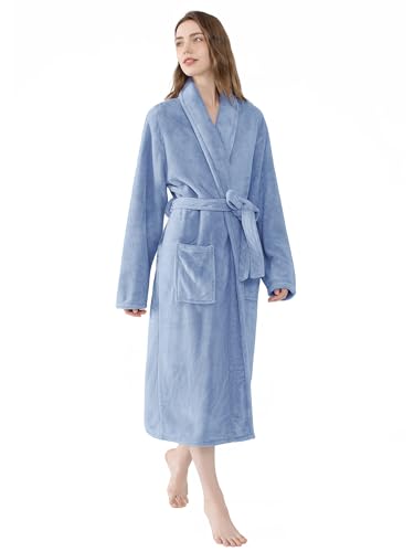 Image of Soft Robe For Women,Warm Plush Bath Robes Female,Spa Towel After Shower Lightweight Long Bathrobe