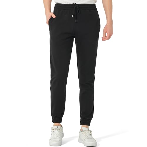 ROSS CAMP Jogginghose Herren – Sporthose mit Gummibund Herren Lang Baumwolle, Freizeithose Trainingshose, Sport Hosen Männer, Sweatpants Jogger, Laufhose Baumwoll Breite Modern (Schwarz, L)
