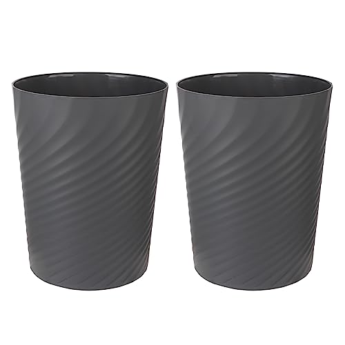 Image of Plastic Small Bathroom Trash Can Wastebasket Garbage Can, Dark Grey, 2 Pack