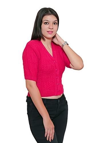 Image of Women's Hosiery Woolen Solid Half Sleeve Sweater Blouse
