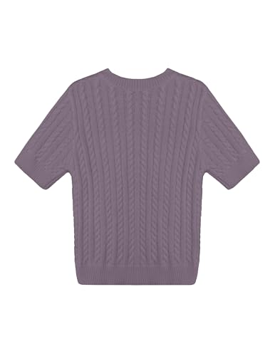 Image of Libsorge Womens Cropped Short Sleeve Sweater Fall 2025 Crewneck Sheer Knit Tops - Lightweight, Thin, Crop, Slim Fit