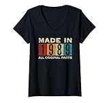 Photo Gallery donna retro 1989 tutte le parti originali vintage made in 1989 uomo donna maglietta con collo a v Photo Gallery donna retro 1989 tutte le parti originali vintage made in 1989 uomo donna maglietta con collo a v