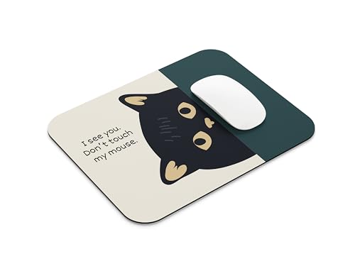 Image of SHERISH Cute Cat Mouse Pad for Laptop & PC - 19x23 cm Black Desk Mat | Smooth Cloth Surface, Non-Slip Rubber Base, Waterproof & Durable Gaming Mousepad for Office & Home (Cute Cat)