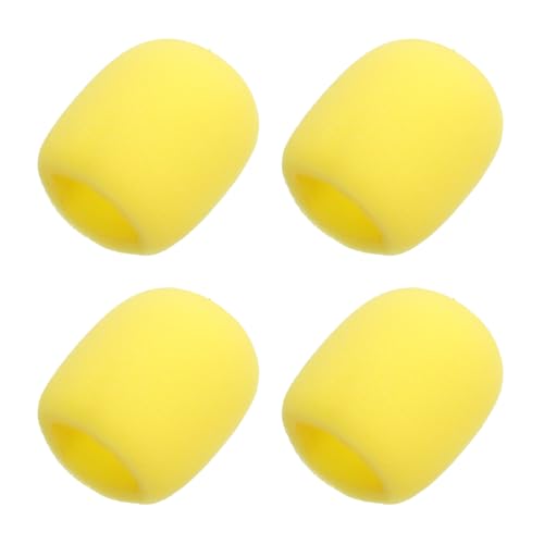 sourcing map 4 fundas de espuma para micrófono, 40 mm de diámetro interior y 10 mm de grosor, cubierta de espuma para la mayoría de micrófonos de mano, color amarillo