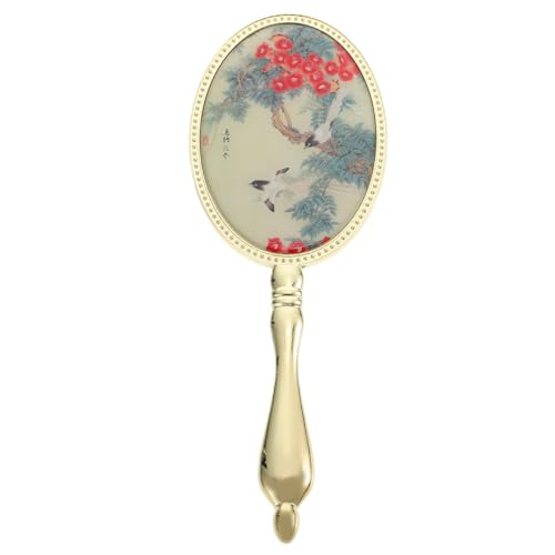 Retro Griff Spiegel Tragbarer Handspiegel Reise Make-up Spiegel Golden Vintage Kosmetik Spiegel für Mädchen Frau Make-up Werkzeuge
