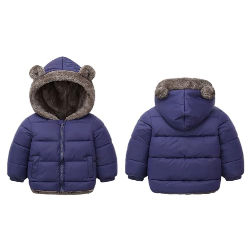 Kids Boys Fleece Lined Jacket Winter Warm Hooded Coat Zipper Outerwear for 1-6 Years3