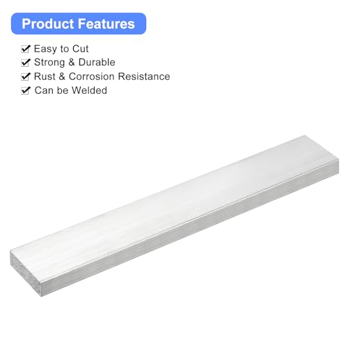 Image of uxcell Square Aluminum Flat Bar, 1 /2 inch Thick 1.6 inch Width 10 inch Length Square Aluminum Bar 6061 Aluminum Flat Plate, 12 x 40 x 254mm T6511 Solid New Mill Stock for Industrial Building
