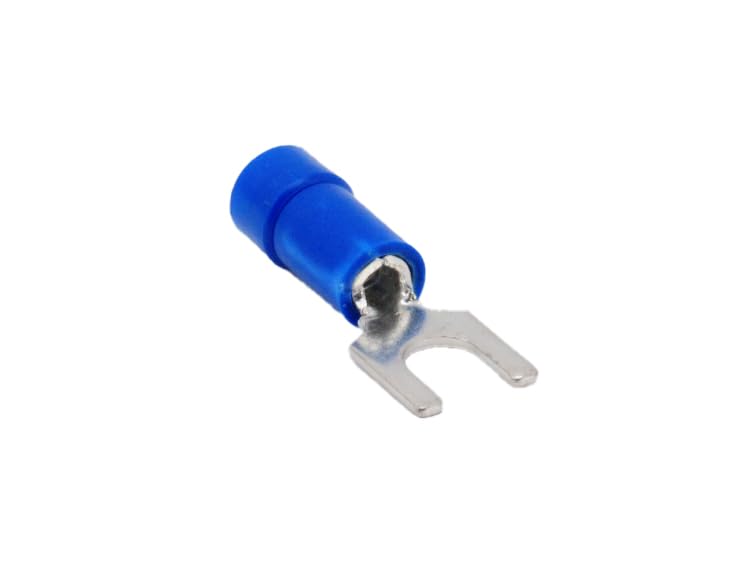 Panduit, PV14-8F-C, Fork Terminal Vinyl Insulated Funnel Entry 16-14 AWG #8 Stud Size Standard Package. (500 Item/s)
