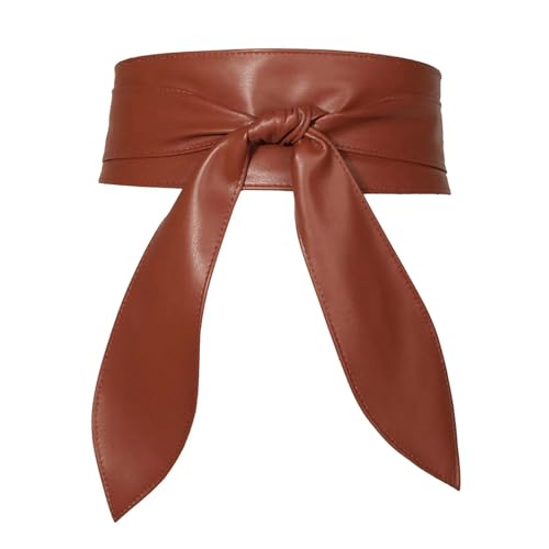 Women's Sequined Skirt Women Wide Waist Belts Waistband Tied Bow Belt Self Tie Wrap Around Belt for Clothes(Brown)