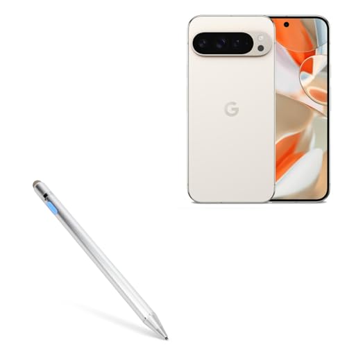 BoxWave Stylus Pen Compatible with Google Pixel 9 Pro XL - AccuPoint Active Stylus, Electronic Stylus with Ultra Fine Tip - Metallic Silver