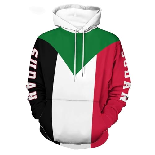Sweat à capuche drapeau Soudan avec impression 3D thermique durable