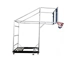 QUALITY SPORTS Basketball Movable Pole with Trolley Base – Heavy Duty MS Frame, 10ft Height, Acrylic Backboard 1.5m x 1.08m, Dunking Ring & Net, PP Wheels, Silver Finish