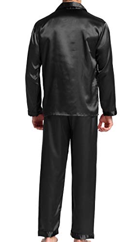 Men's Satin Pajamas Long Button-Down Pj Set Sleepwear Loungewear3