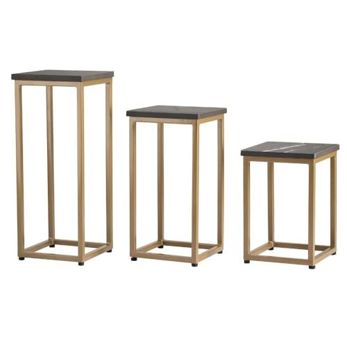 Image of Wakefit Side Table | Coffee End Table for Living Room & Bedroom | Contemporary Round Resin Top Accent Table with Metal Legs | Modern Space Saving Decor | Premium Multipurpose Nightstand | 15x17 Inches