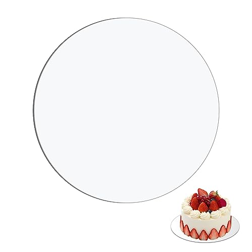 DRERIO 2 Pcs Acrylic Cake Discs Round Cake Boards 26cm Acrylic Cake Panel Clear Cake Plates Large Plastic Dessert Plates Transparent Circle Cake Bases Cake Sheets for Wedding Birthday Cakes
