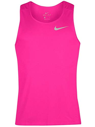 NIKE Dry Dri Fit Miller Tank Top Men's Sleeveless Running Shirt (Large, Racer Pink/Fuschia)