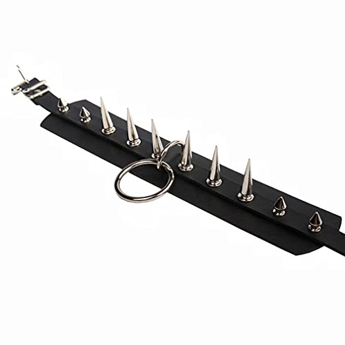 Ncheli punk ketting lederen ketting, PU lederen sleutelbeen ketting Punk spiked PU lederen sleutelbeen ketting gotische… - Image 4