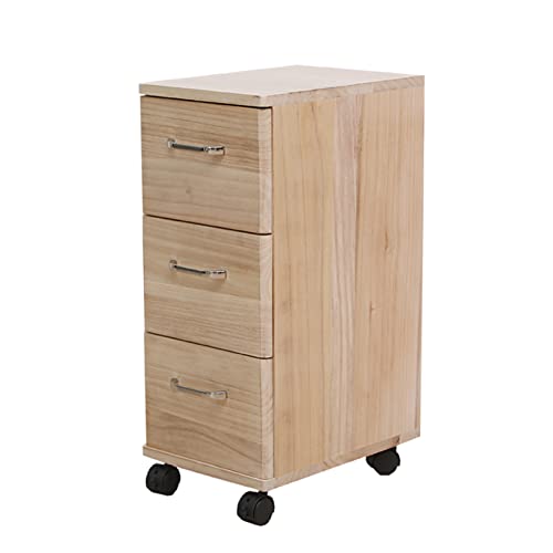HJYBFA Mesita de Noche Moderna de Madera Maciza 3 cajones con Ruedas para Almacenamiento y movible