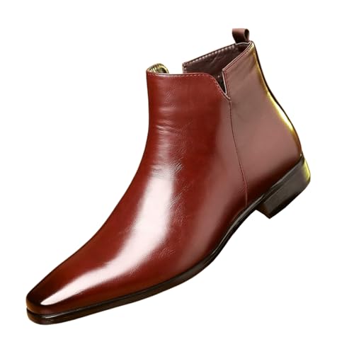 Santimon Men's Leather Chelsea Boots, Slip-On Pointed Toe Ankle Boot for Casual & Formal