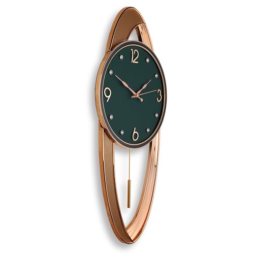 Image of Amazon Brand - Umi Silent Stylish Decorative Home Decor Designer Pendulum Wall Clock lolak Big Pendulum Wall Clock for Living Room Bedroom Home Wall Decoration Gift (34 x 75 cm) UC3392 Green