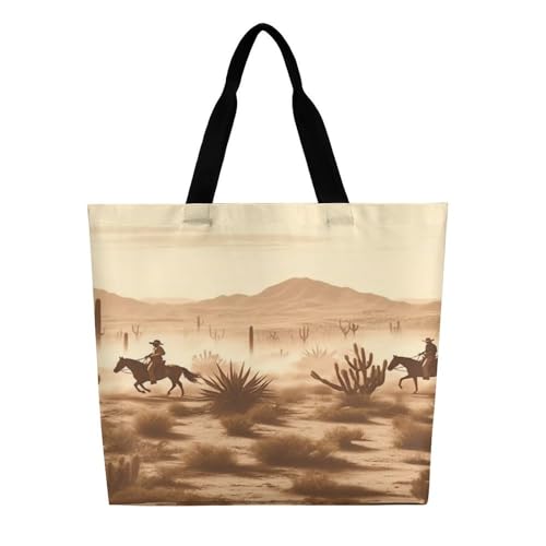Women's Multi-Functional Shopping Bag，West Desert Cowboys Riding Printing Messenger Bag Shoulder Bag for Travel, Work, Shopping & Parties with Inner Pocket, Grocery Bag Lightweight & Water-Resistant3