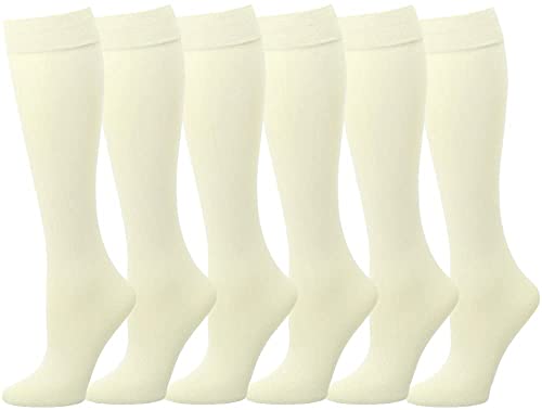 Image of Falari 6-Pack Women Trouser Socks with Comfort Band Stretchy Spandex Opaque Knee High