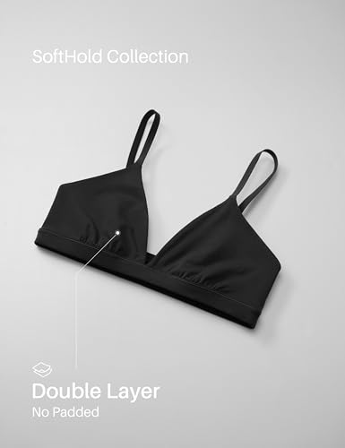 Image of CRZ YOGA Softhold Double Lined Triangle Bralette - Womens Adjustable Straps Wireless Cami Plunge T-Shirt Everyday Bra Comfy